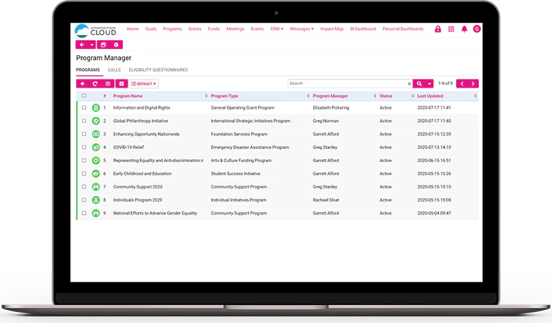 screenshot of SmartSimple Cloud